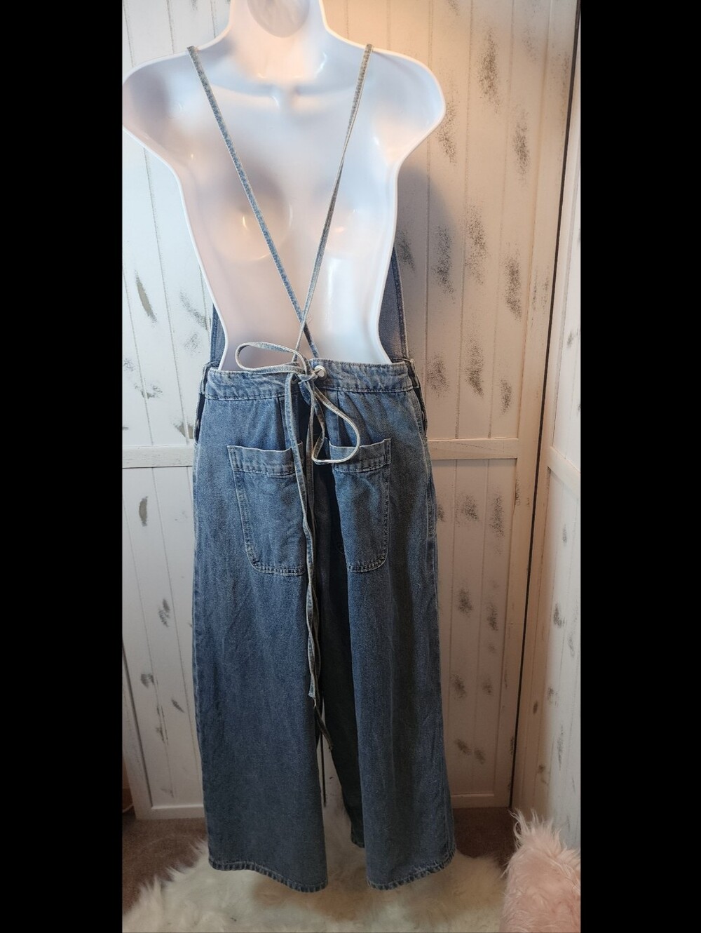Zenana Wide Leg Denim Overalls - Blue - Picture 4 of 9